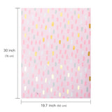 Baby Girl Wrapping Paper Sheet - 12 Sheets Foil Pink Brushstroke Design Folded Flat For Girls Birthday, Baby Showers - 19.7 Inch X 30 Inch Per Sheet