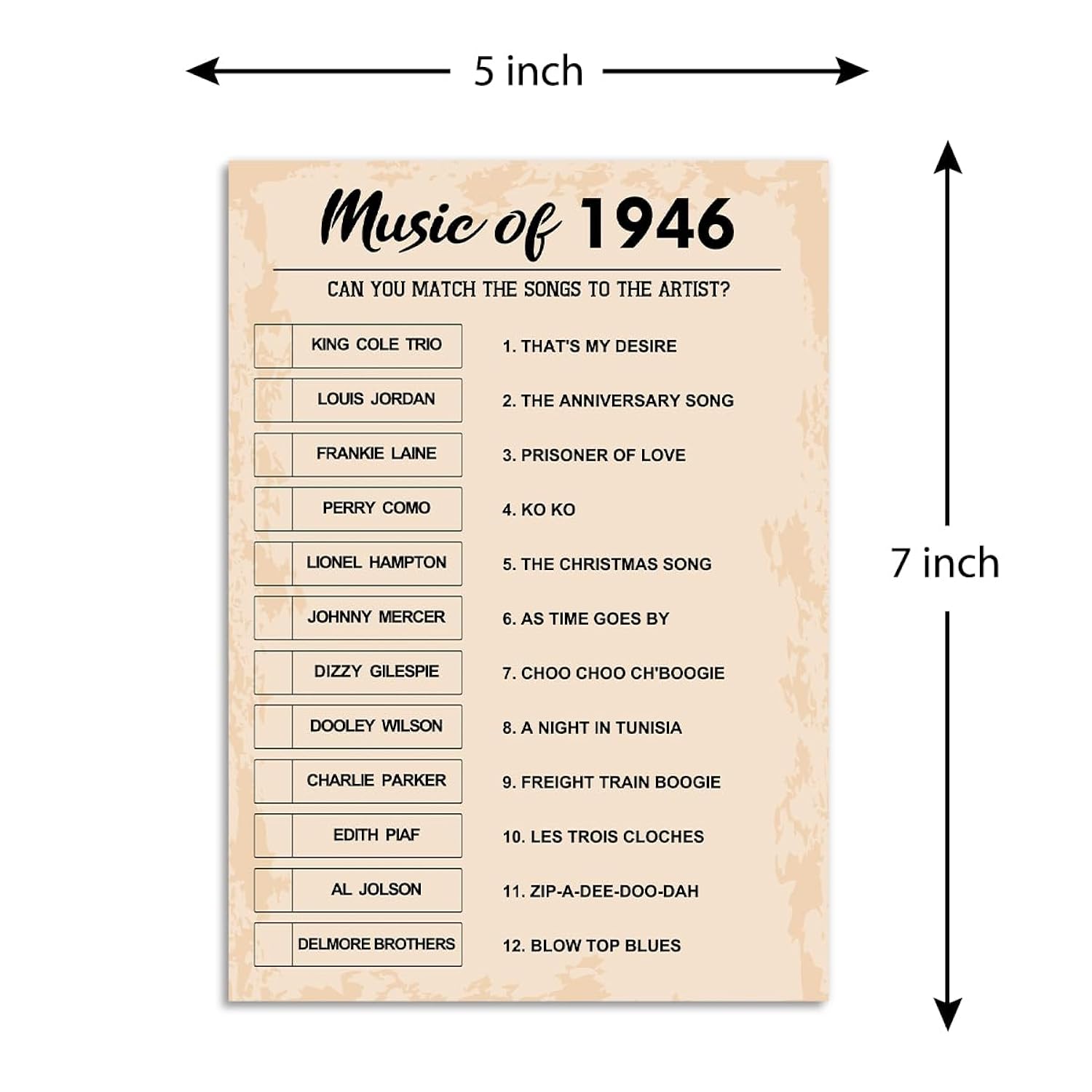 80Th Birthday Party Games, Music Of 1946 Games, Birthday Party Supplies For Adults, Fun 1946S Party Game?Pack Of 30 Cards