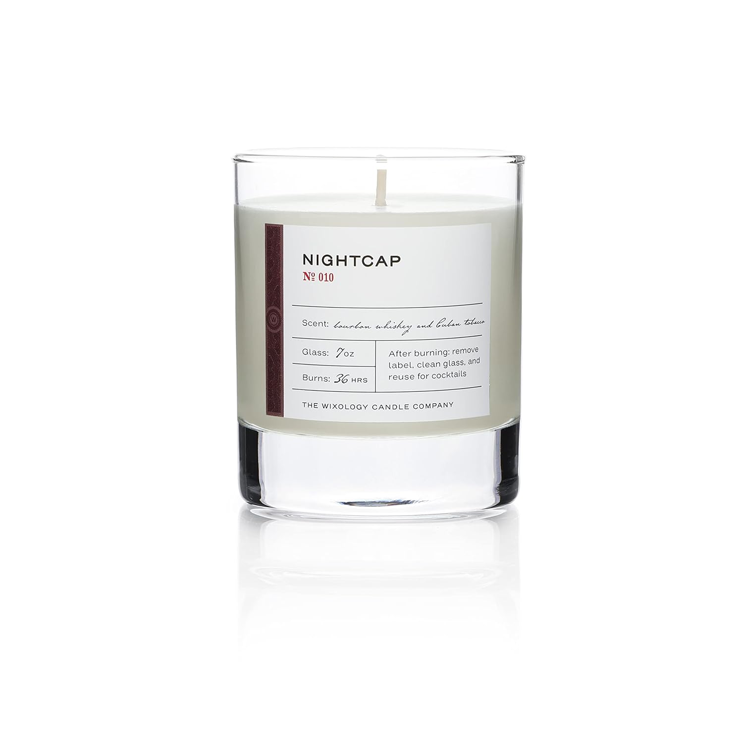 Wixology Cocktail Inspired Bourbon Soy Candles - Scented Candles In Reusable Rocks Glass - Made In Kentucky - 7 Oz (Nightcap) (Whiskey & Tobacco)