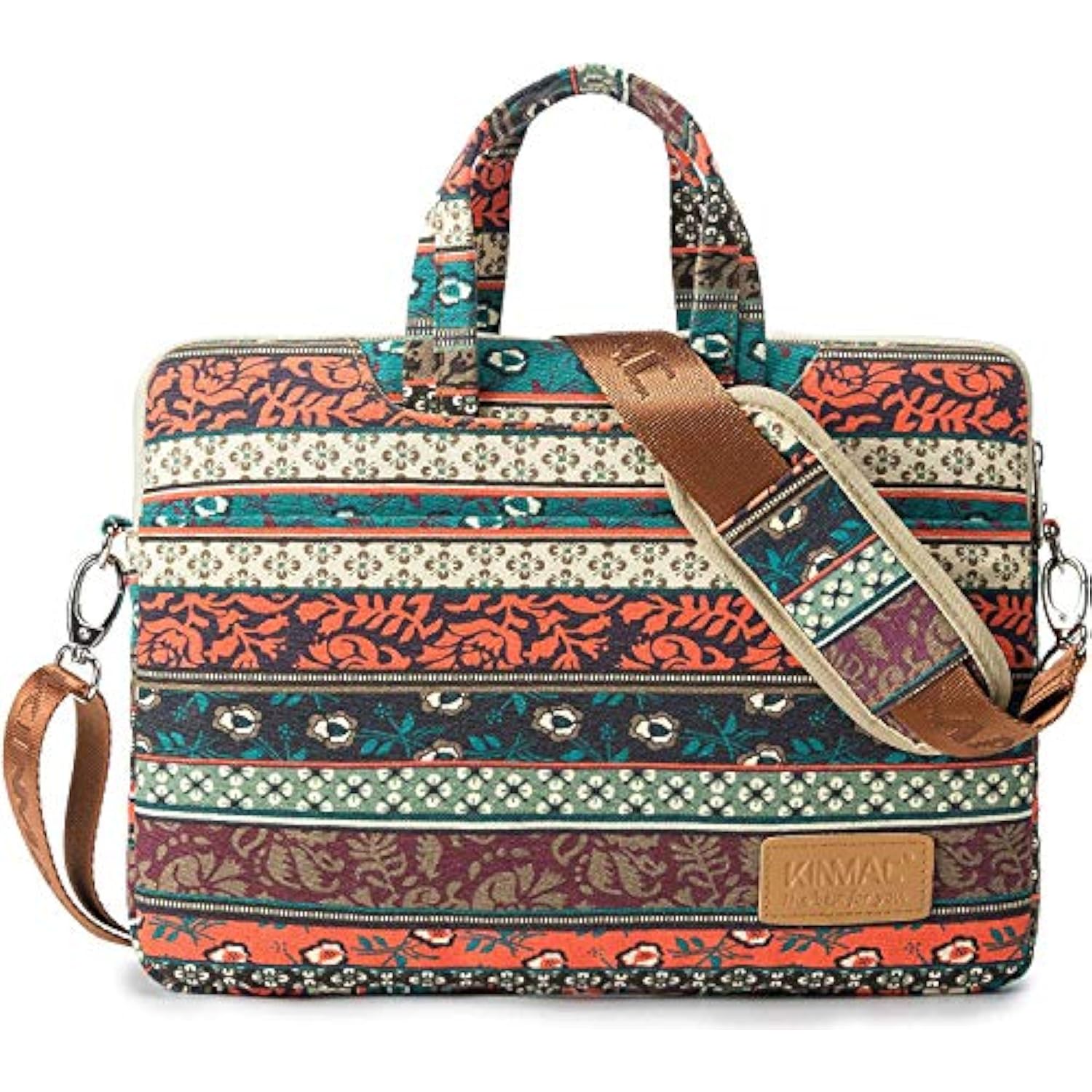 New Bohemian 360° Protective Water Resistant Canvas Laptop Shoulder Messenger Sleeve Briefcase Case Bag For Macbook Air 13 Inch,Ipad Pro 13 Inch,Macbook Pro14 Inch And 13 Inch-14 Inch Laptop