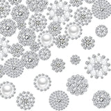 50 Pcs Faux Pearl Buttons Rhinestones Embellishments Retro Flatback Rh