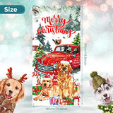 Red Truck & Golden Retriever Christmas Door Cover 73x36 Inch Welcome Banner
