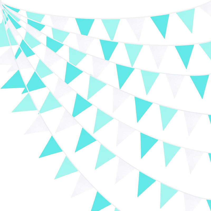 10M/32Ft Aqua Green Banner Party Decorations Triangle Flag Pennant Bun