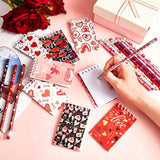 48 Pieces Mini Valentines Day Notepads Valentines Pencils Set Heart Spiral Notebooks Holiday Decoration Party Favors Supplies Goodie Bag Stuffers For Classroom School