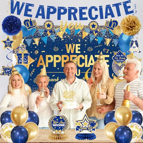 Blue Gold We Appreciate You Decorations Set for Men Women