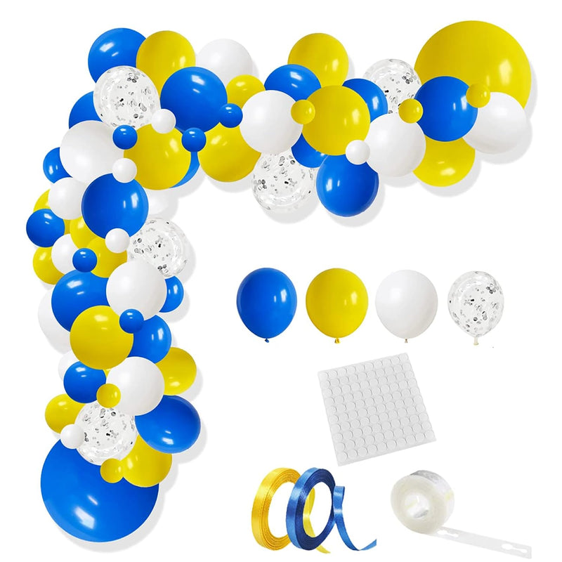 Blue Yellow White Balloon Garland Arch Kit - 116Pcs Royal Blue Yellow