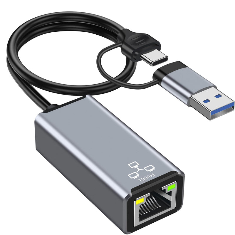 Usb Ethernet Adapter, Usb C Ethernet Adapter, 2In1 Usb3.0/Usb-C To Rj45 Gigabi