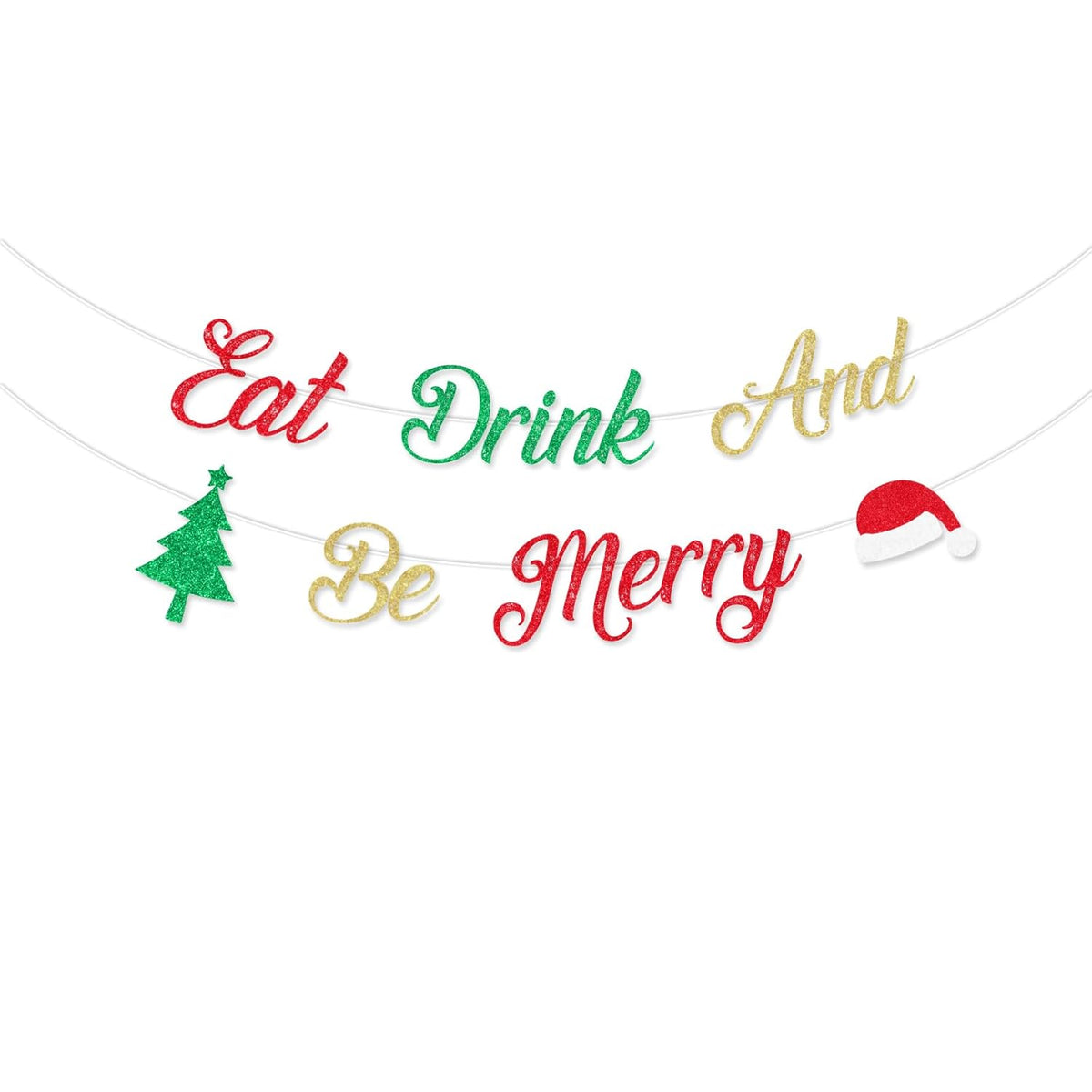 Eat Drink And Be Merry Decorations 15Pcs Eat Drink And Be Merry Banner Red Green Gold Christmas Glitter Paper Decor For Christmas Birthday Party New Year Party Baby Shower Bridal Shower