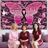 Breast Cancer Awareness Backdrop Banner Caring for Women's Health Pink Butterfiy Ribbon Hope Faith Strength Courage Sign for The People Care About Women 70.8 x 43.3 inch
