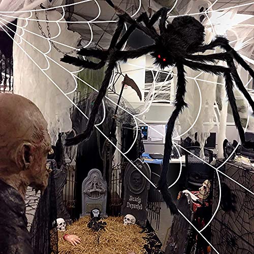 200" Halloween Decorations Spider Web Outdoor +59" Giant Spider Décor