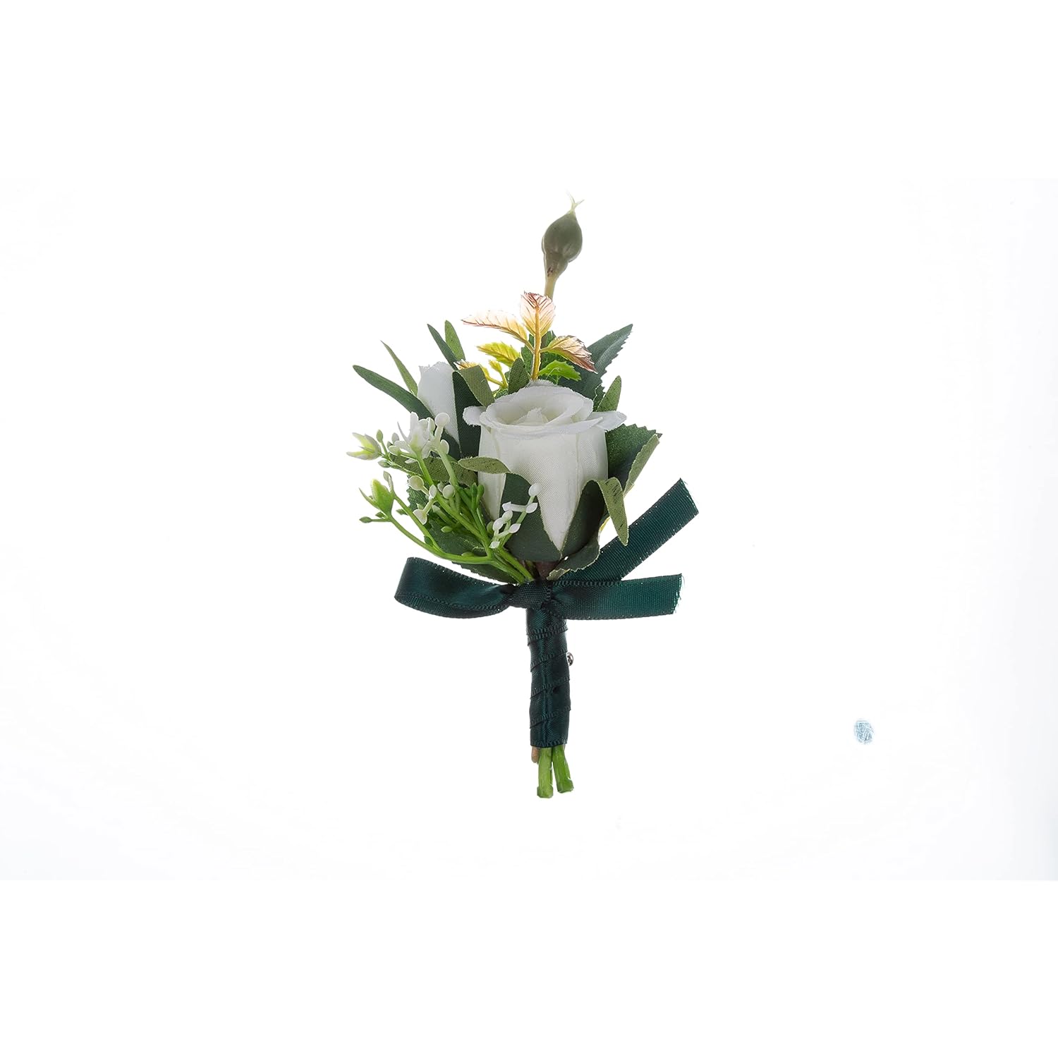 6Pieces /Lot Artificial Foam Pe Flowers Wedding Groom Brother Father Boutonnieres Men Buttonholes Corsage Wedding Flower Party Decoration (Ivory With Green Ribbon 6)