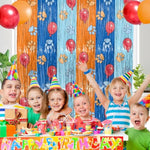 Paw Birthday Party Supplies - 2 Pack Dog Paw Tinsel Foil Fringe Curtains, Blue Dog Birthday Decorations, Photo Booth Prop & Backdrop