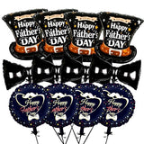 Happy Fathers Day Balloons Set - 12 Pieces | 4 Pieces Giant 31 Inch Bow Balloons | 4 Pieces 25 Inch Hat Balloon | 4 Piece 18 Inch Round Father's Day Balloon, Happy Fathers Day Decorations for Party