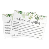 Advice And Wishes For The Mr And Mrs – Wedding Advice Cards For Bridal Shower, Games And Favors For Guests, Eucalyptus Greenery Decor, 50 Cards
