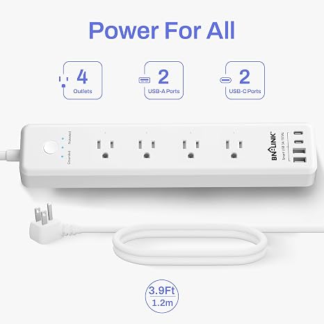 Remote Control Power Strip 4 Independent Outlets 4 USB Ports