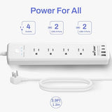 Remote Control Power Strip 4 Independent Outlets 4 USB Ports