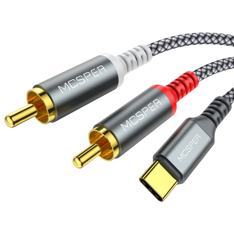 Usb C To 2 Rca Audio Cable, 6.6 Ft Type-C To Rca Male To Male Y Rca Splitter,