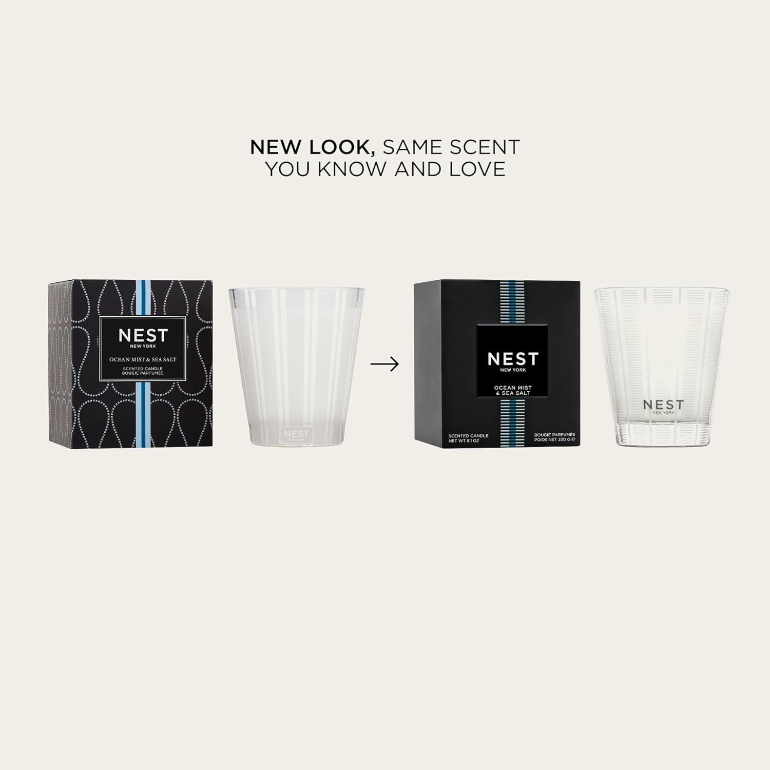 Scented Classic Candle Duo, Ocean Mist & Sea Salt - 8.1 Oz, Pack Of 2 - Up To 60-Hour Burn Time Each - Reusable Glass Vessel
