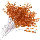 50Pcs Acrylic Bridal Bouquet Artificial Flower Stem Crystal Acrylic Bead Drop Pearl Sticks For Wedding Xmas Party Decoration - Orange