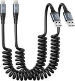 2 Pack 3FT Coiled Lightning Cable MFi Certified Fast Charging Cord for iPhone