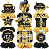 Retirement Party Table Decorations – 9PCS Black and Gold Retirement Centerpieces for Table, Happy Retirement Party Decorations for Office, Men and Women Farewell Decor