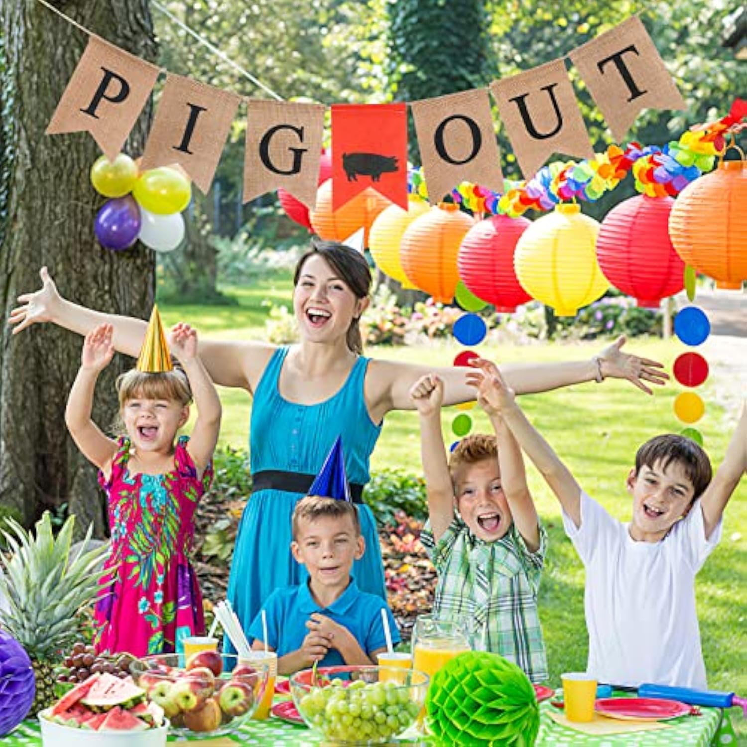 Party Banner Pig Out Garland Swallowtail Burlap Banner Wall Hanging Decoration For Funny Christmas Party Supplies Favors