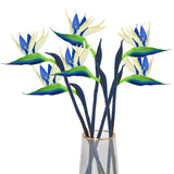 Bird Of Paradise Artificial Plant 6Pcs Rubber Strelitzia Artificial Flowers Bouquet Tropical Flowers For Home Garden Office Wedding Party Decor (Blue)