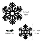 2 Pack Black Snowflake Garland Felt Black Snowflakes Banner Christmas Gothic Winter Holiday Themed Party Decorations Supplies