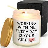Coworker Christmas Gifts - Lavender Scented Candle, Funny For Men & Women (7 Oz, White)