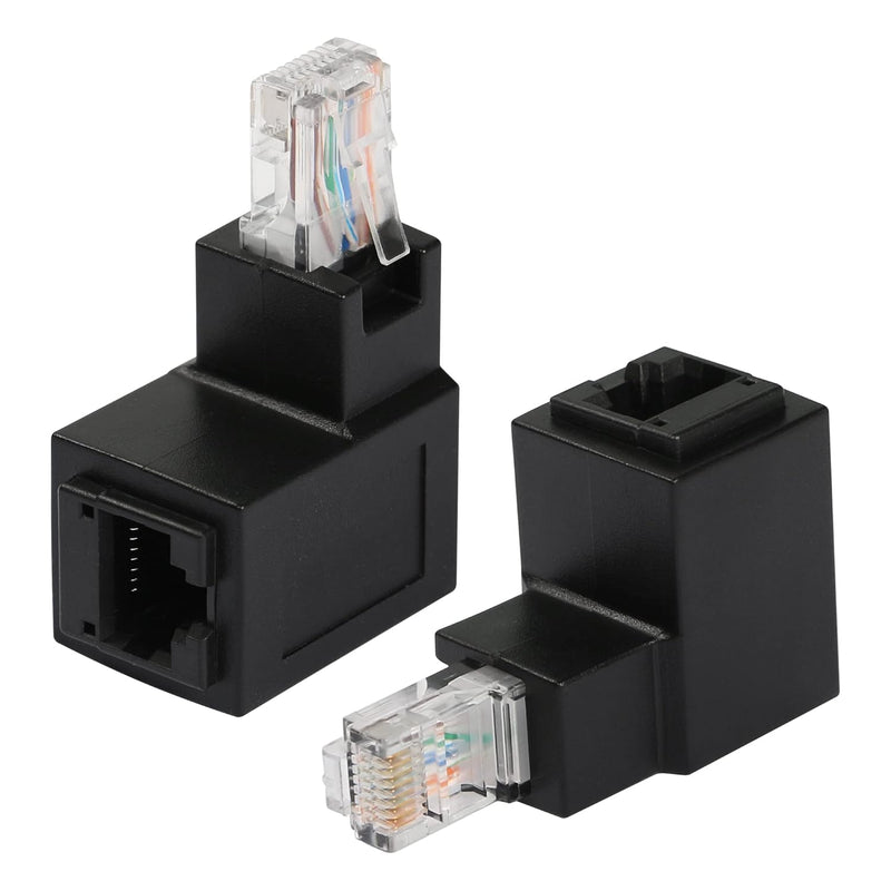 90 Degree Rj45 Ethernet Lan Male To Female Cat5 / Cat5E / Cat6 Extender Adapte