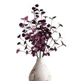 4Pcs 24" Purple Artificial Eucalyptus Stems – Metallic Faux Eucalyptus Leaves For Halloween Decor, Fall Vase Arrangement & Christmas Home Decoration
