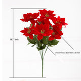 Artificial Christmas Flowers 4Pcs Red Poinsettia Flowers Artificial 7 Heads Christmas Flowers Artificial Poinsettias For Christmas Tree Party Home Holiday Decoration