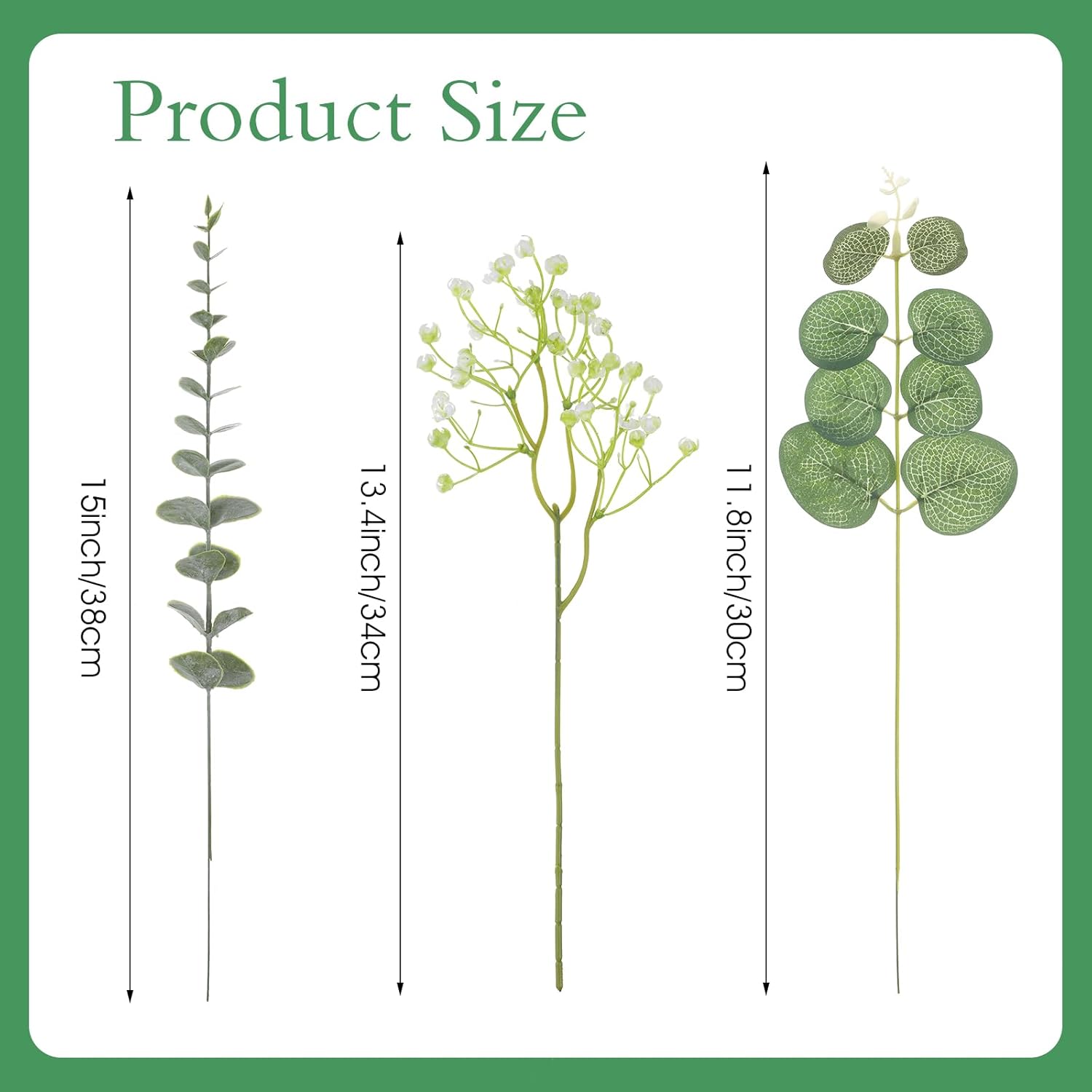 100Pcs 3 Kinds Mixed Artificial Eucalyptus Stems, Baby Breath Artificial Flowers With Faux Eucalyptus Bundle Leaves Greenery Branches For Wedding Diy Vase Bouquets Floral Arrangement Home Decor