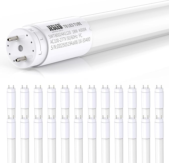 24 Pack 4FT T8 LED Bulbs 18W 2400LM 4000K Hybrid Type A B Fluorescent Tube Replacement