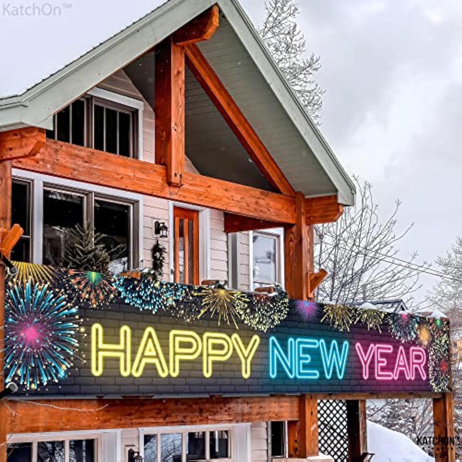 Neon 120x20 Inch 2026 Happy New Year Yard Banner for Party Decorations