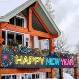 Neon 120x20 Inch 2026 Happy New Year Yard Banner for Party Decorations
