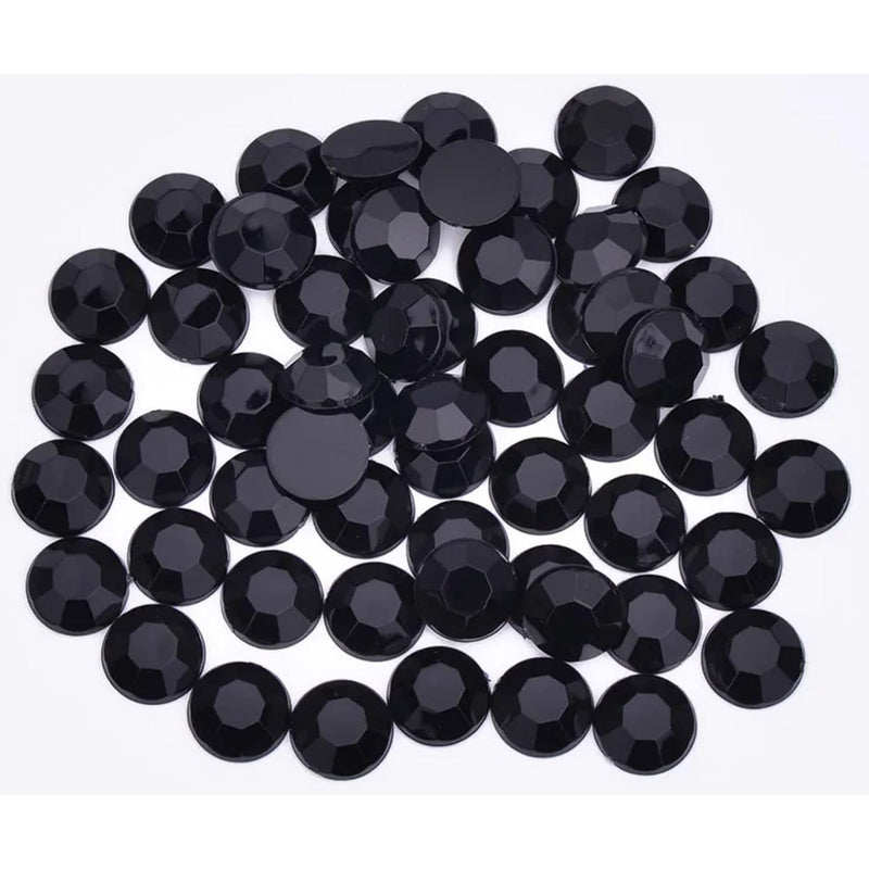 Crystal Riders 300Pcs 12Mm Black Round Flatback Rhinestones With No Holes, Glu