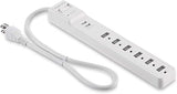 Surge Protector Power Strip 6 Outlets 2 USB Ports 1000J 6FT Extension Cord White