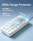 13 Outlet Surge Protector 6 USB Ports 3 USB C 2000J 6FT Cord White