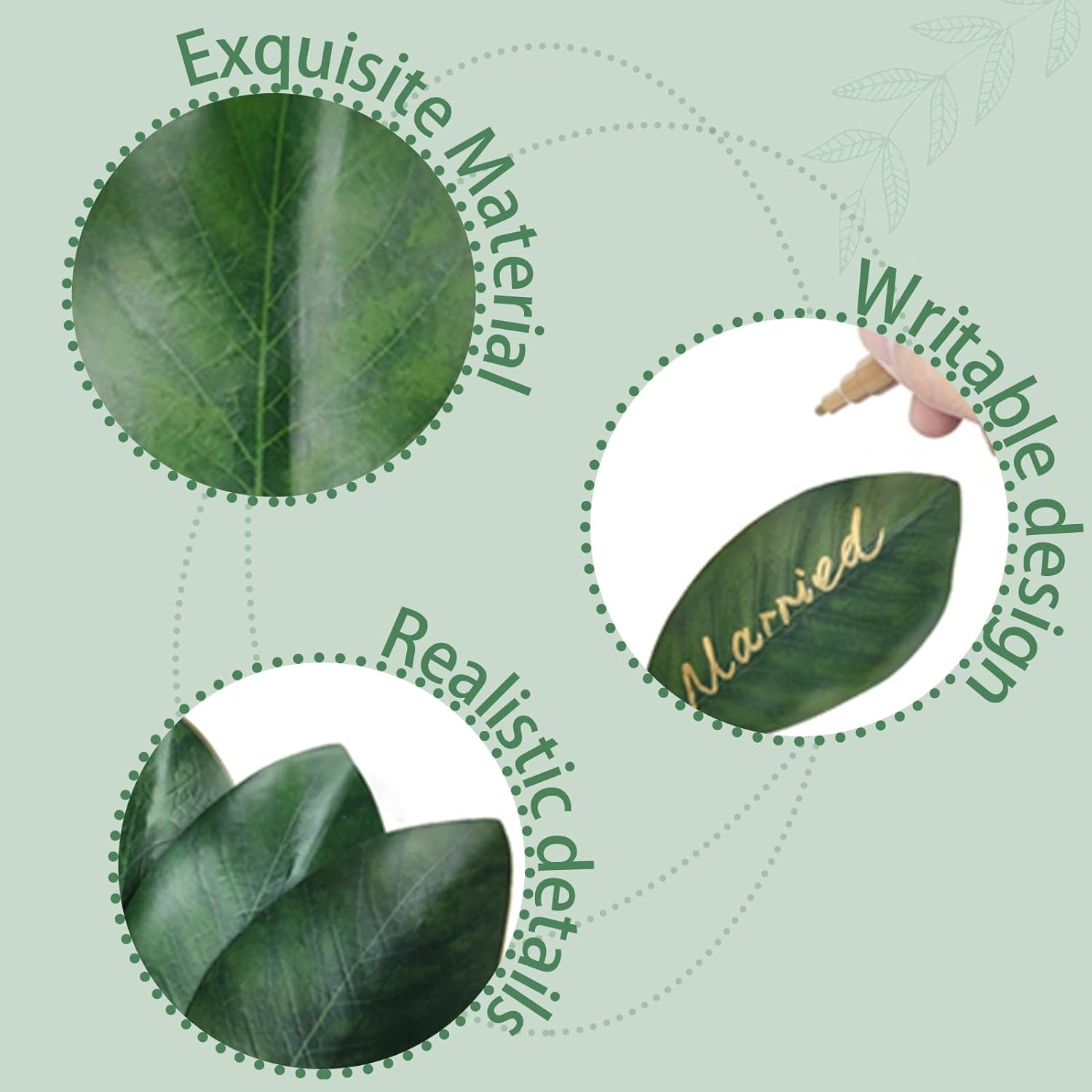 20Pcs Artificial Magnolia Leaf Fake Green Leaves For Decorate Flower Garland Artificial Magnolia Leaf Stem