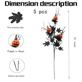5Pcs Halloween Decorations, Black Artificial Flowers, 21 Inch Artificial Pumpkin Maple Leaf Floral Stems Halloween Branches Decoration For Indoor Home Farmhouse Party Vase Arrangement Décor