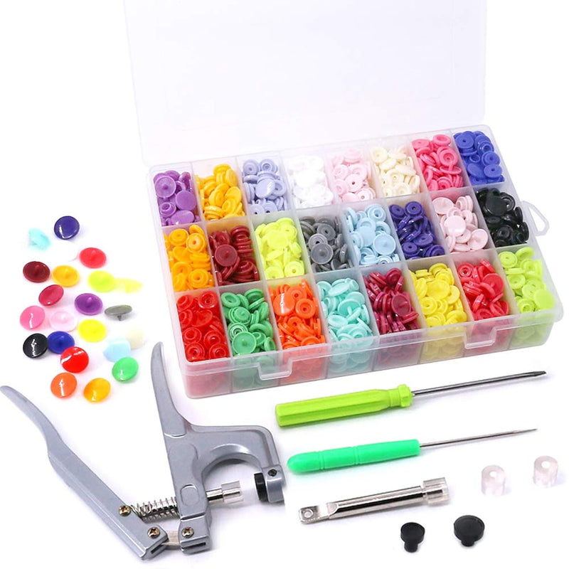 Hight Quality 384Pcs 24 Colors Plastic T5 Snap Buttons With Snaps Pliers Set,