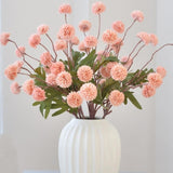 Pompon Mum Artificial Flower, 5Pcs Faux Silk Mini Chrysanth With Stems, Bsimulation Of 5 Autumn Ball Chrysanthemum Dandelion Fake Flowers Wedding Home Diy Decoration (Baking Powder)