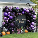 Black & Purple Balloon Garland with Metallic and Double Stuffed Balloons for Party
