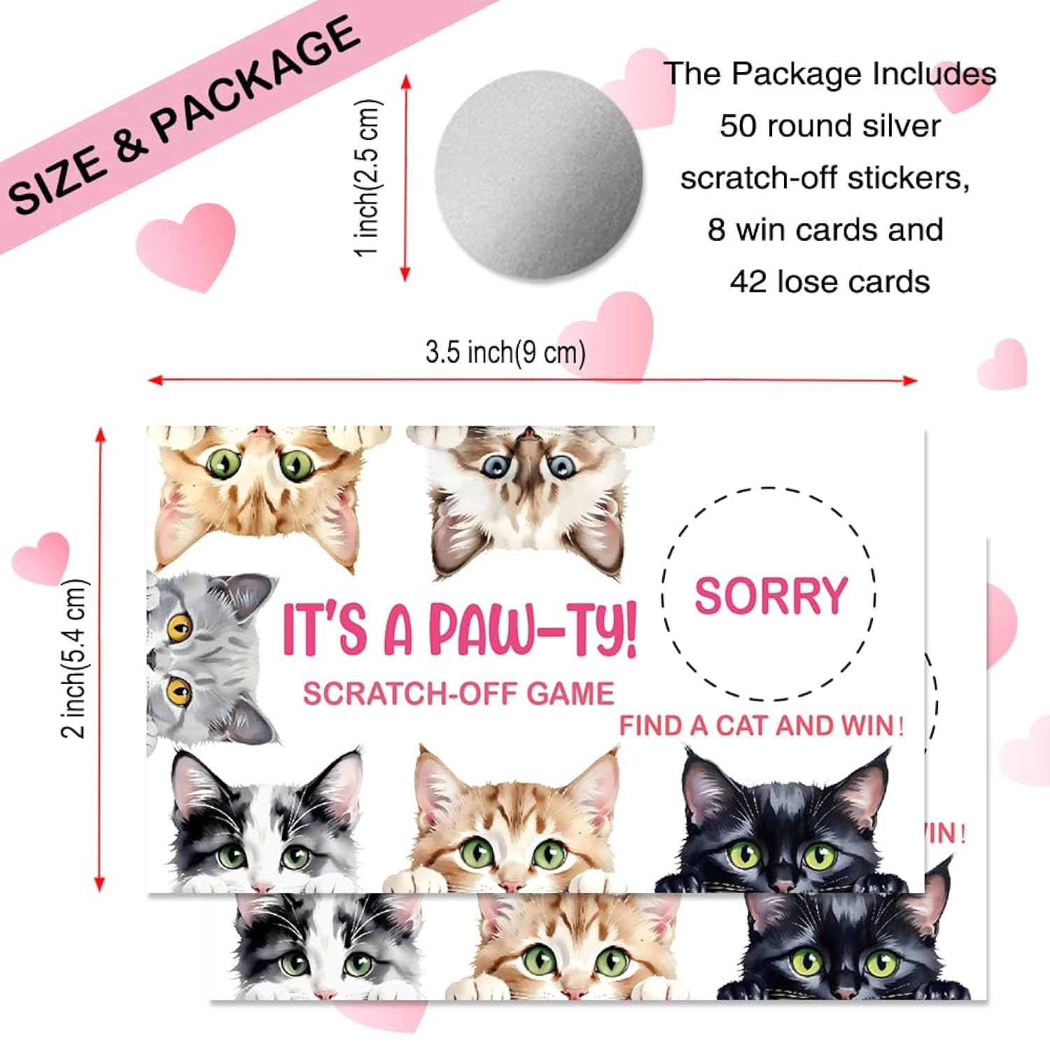 50 Pcs It'S A Pa Theme Scratch Off Game Cards, Cat Themed Party Game Scratch Cards, Pet Birthday Party Raffle Tickets For Cat Lovers, Lottery Group Reveal Games Activity Supplies