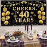 40Th Birthday Decorations For Women Men, Cheers To 40 Years Banner, Bl
