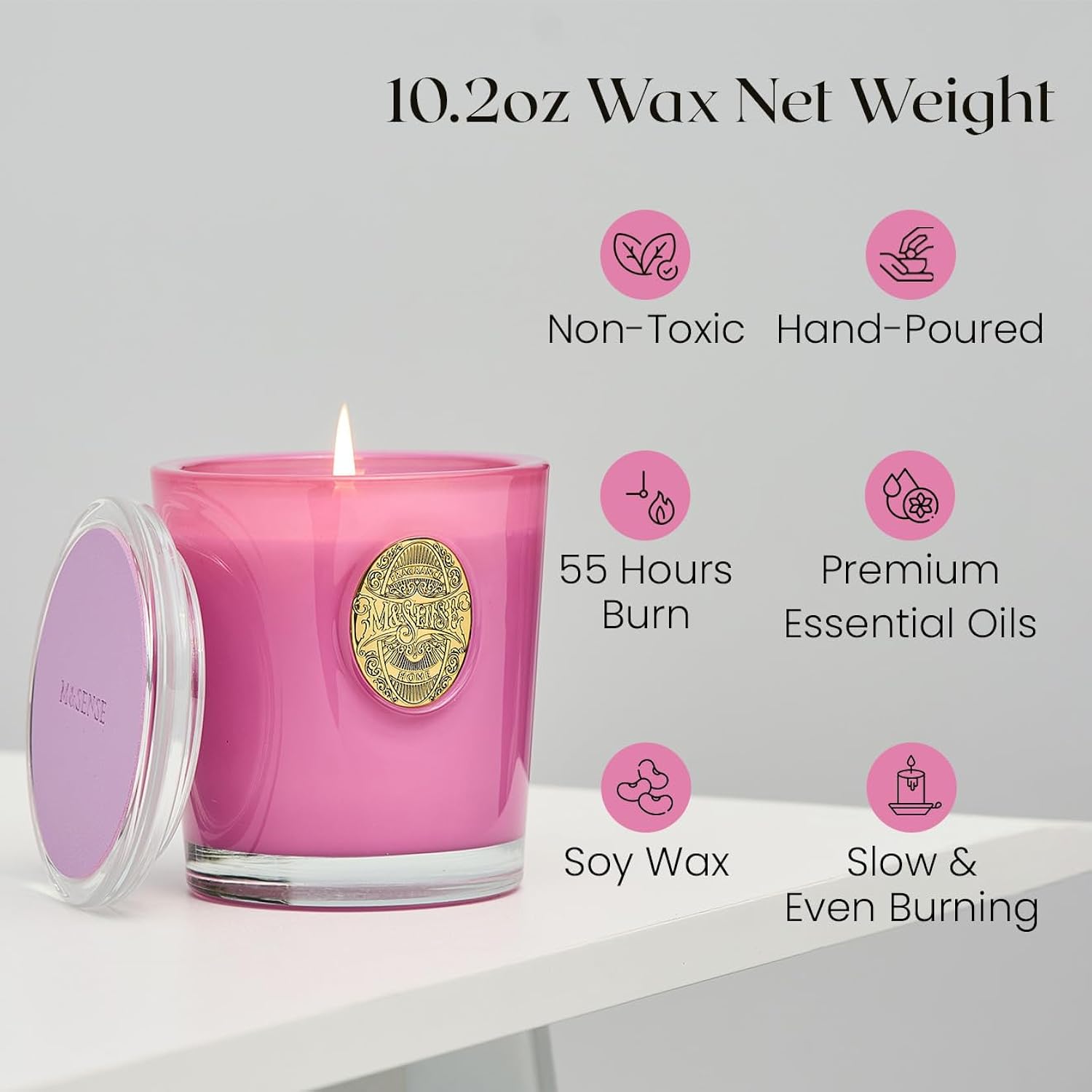 Natural Soy Candle| Lavender Chamomile Purple | 10.2 Oz, 55H Burn | Luxury Scented Candle For Relaxation, Gifting, Home Décor |For Bedroom, Office, Party