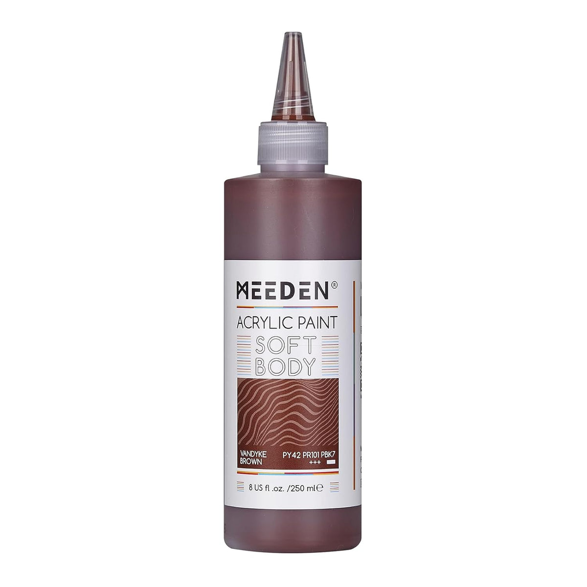 Vandyke Brown Acrylic Paint: Matte Finish 250Ml/8.45Oz Soft Body Bulk Acrylic Colors In Ergonomic Bottle - Fluid Flow Art Paints For Artists Canvas Painting