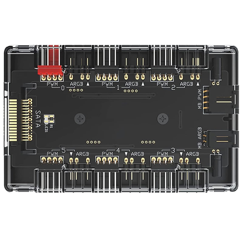 Masterfan Fan Hub Argb 3 Pin Pwm Hub 1 To 6 Port Addressable Rgb Lighting With