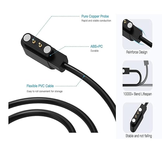 2 Pack 3.3FT Magnetic Smart Watch Charger USB Charging Cable for Letsfit Willful YAMAY ID205L ID205U